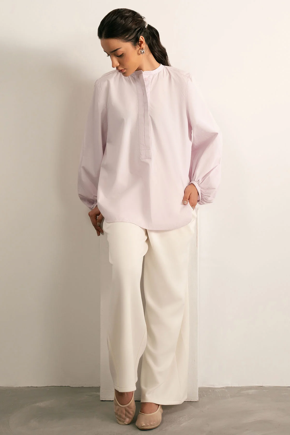 BALLOON SLEEVE POPLIN SHIRT - Image 4