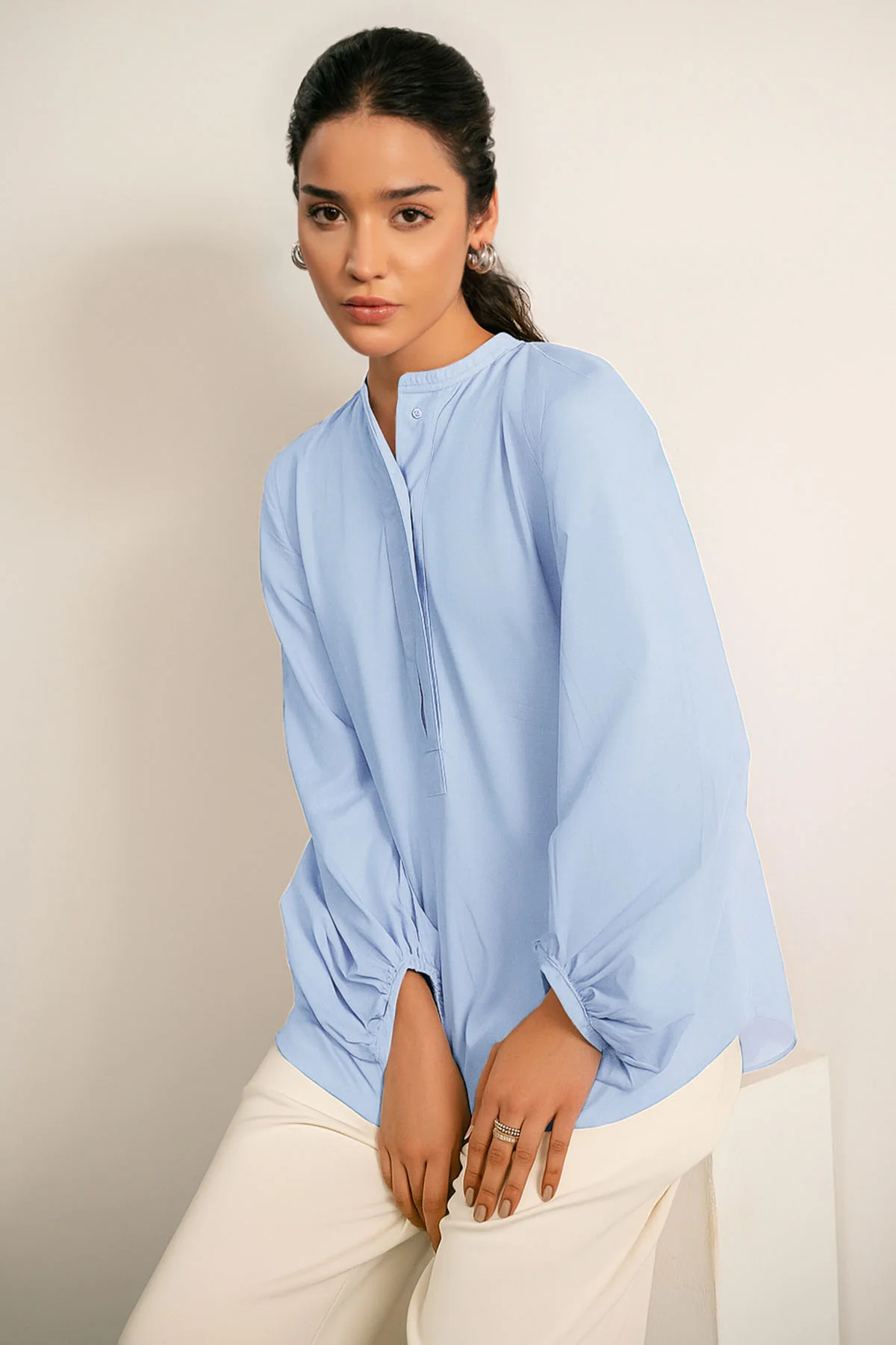 BALLOON SLEEVE POPLIN SHIRT - Image 3