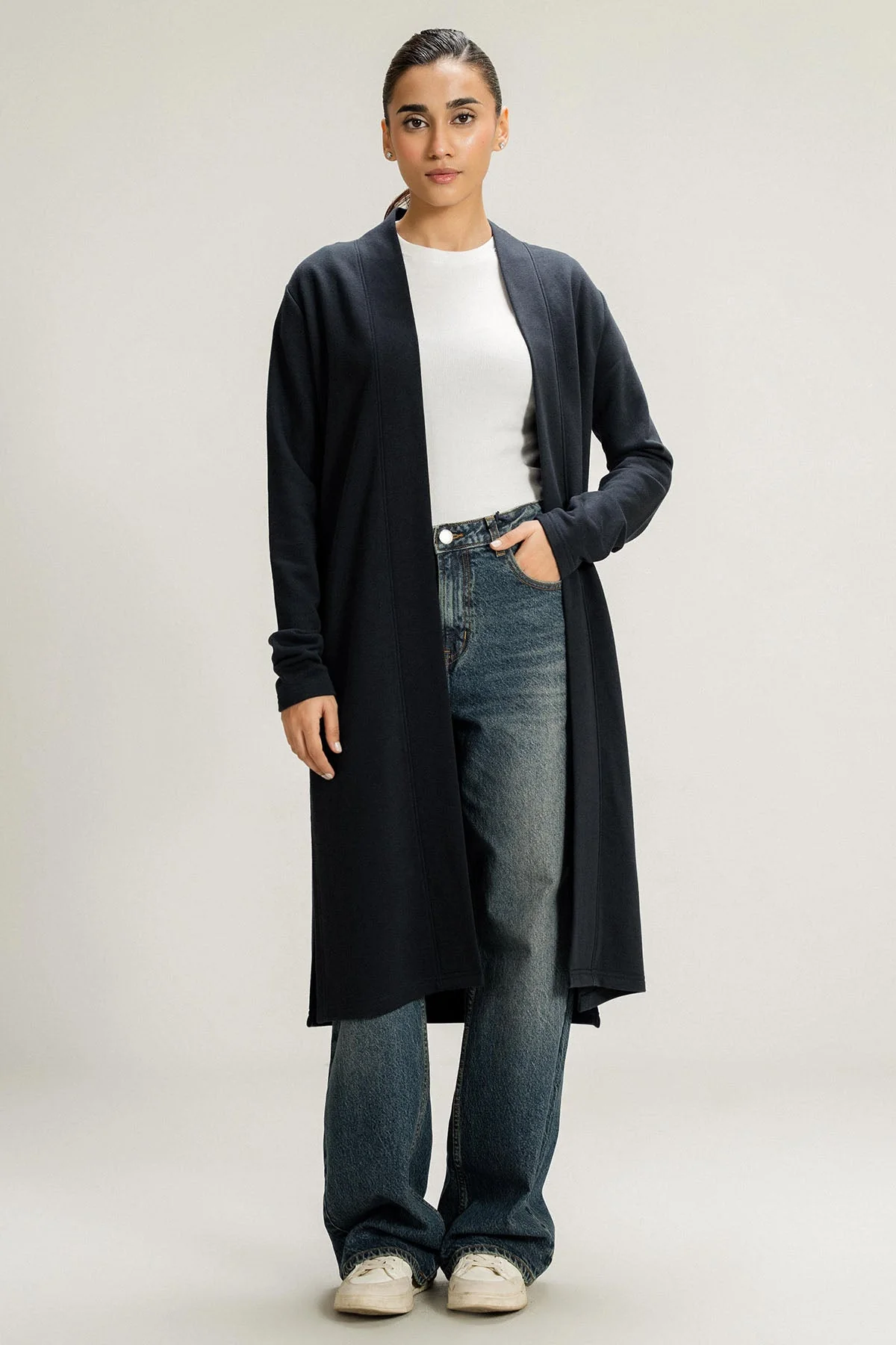 BASIC LONG CARDIGAN - PIMA TERRY - Image 3
