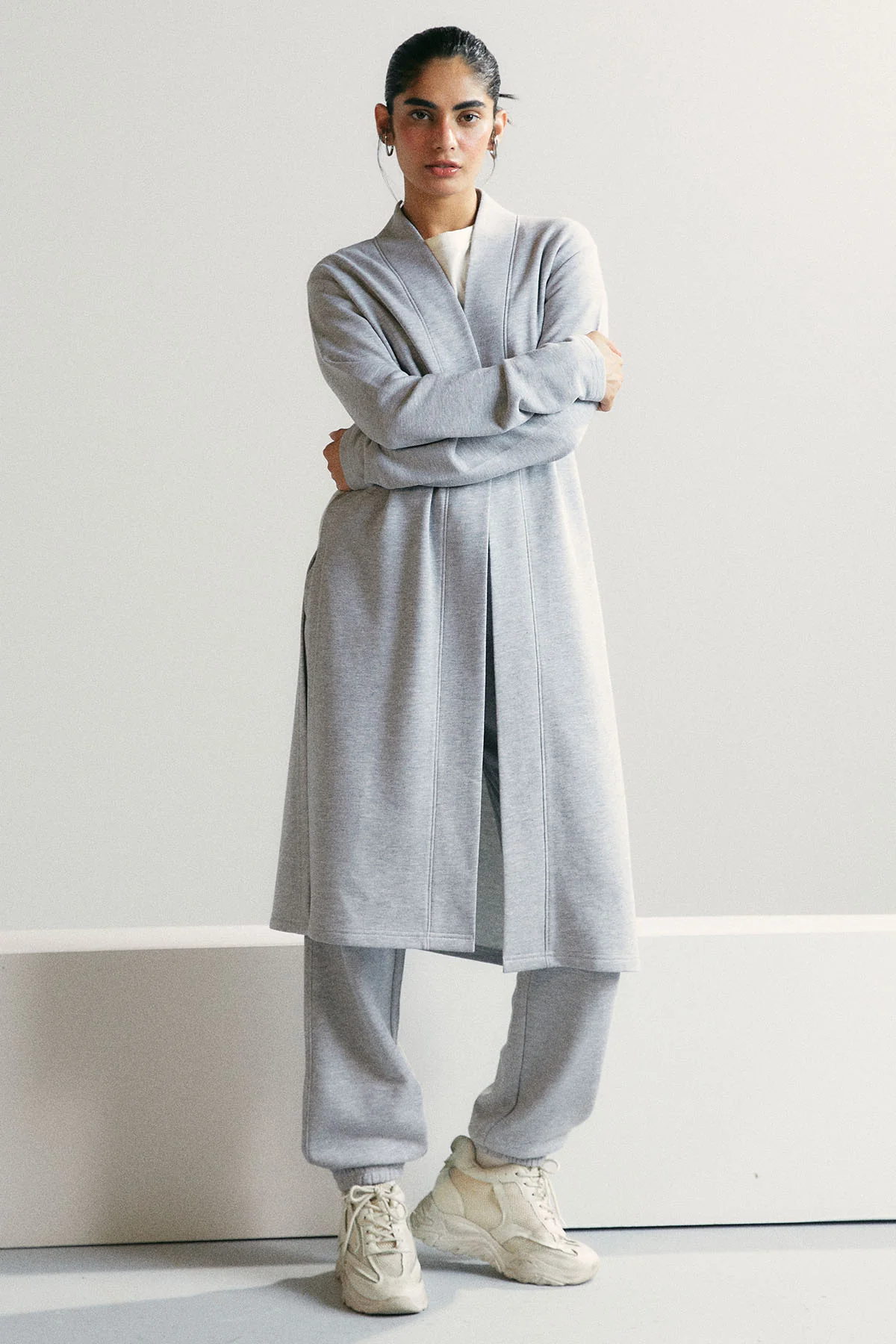 BASIC LONG CARDIGAN - PIMA TERRY - Image 5