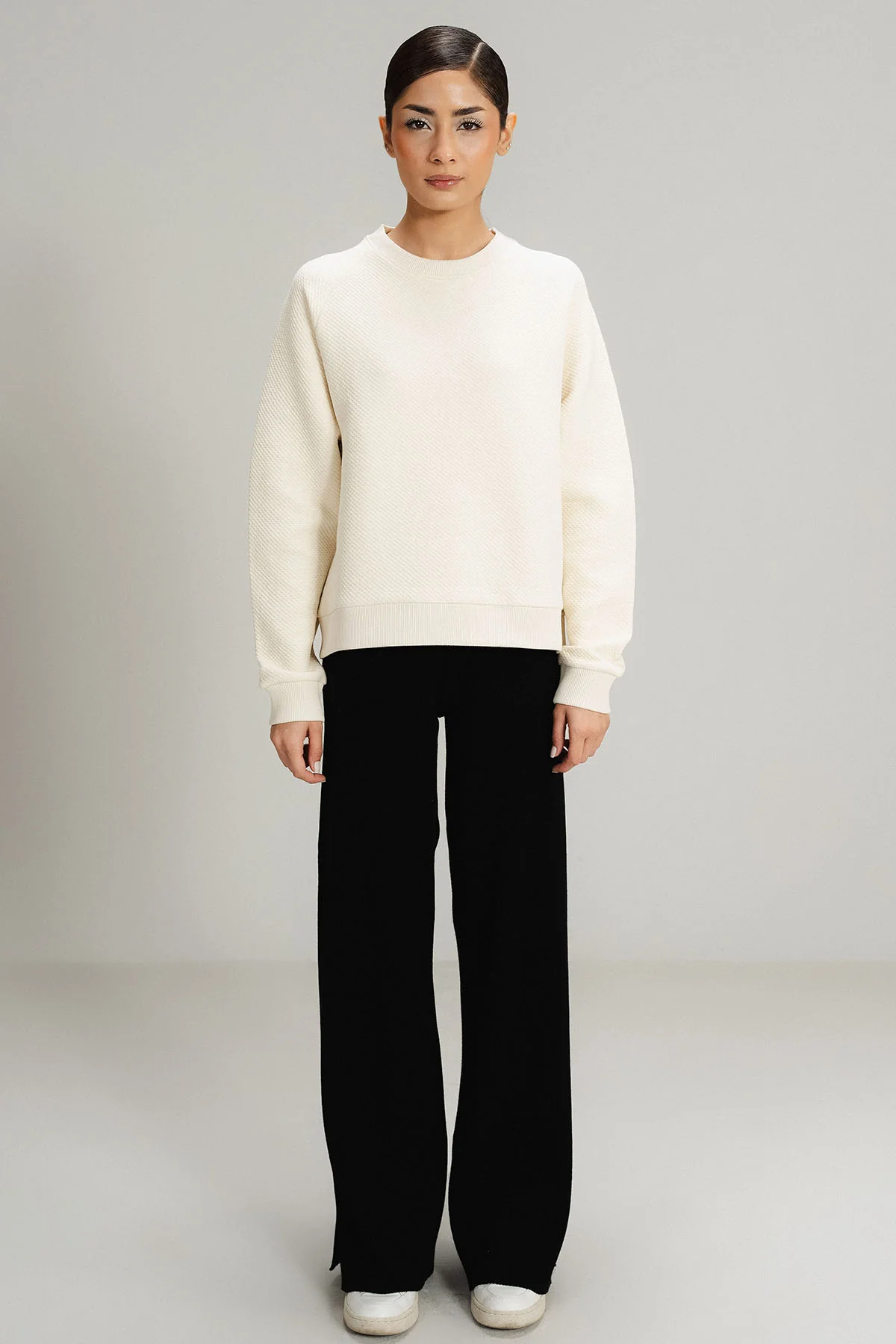 BLACK WIDE LEG PANTS - KNIT WEAR - Image 3