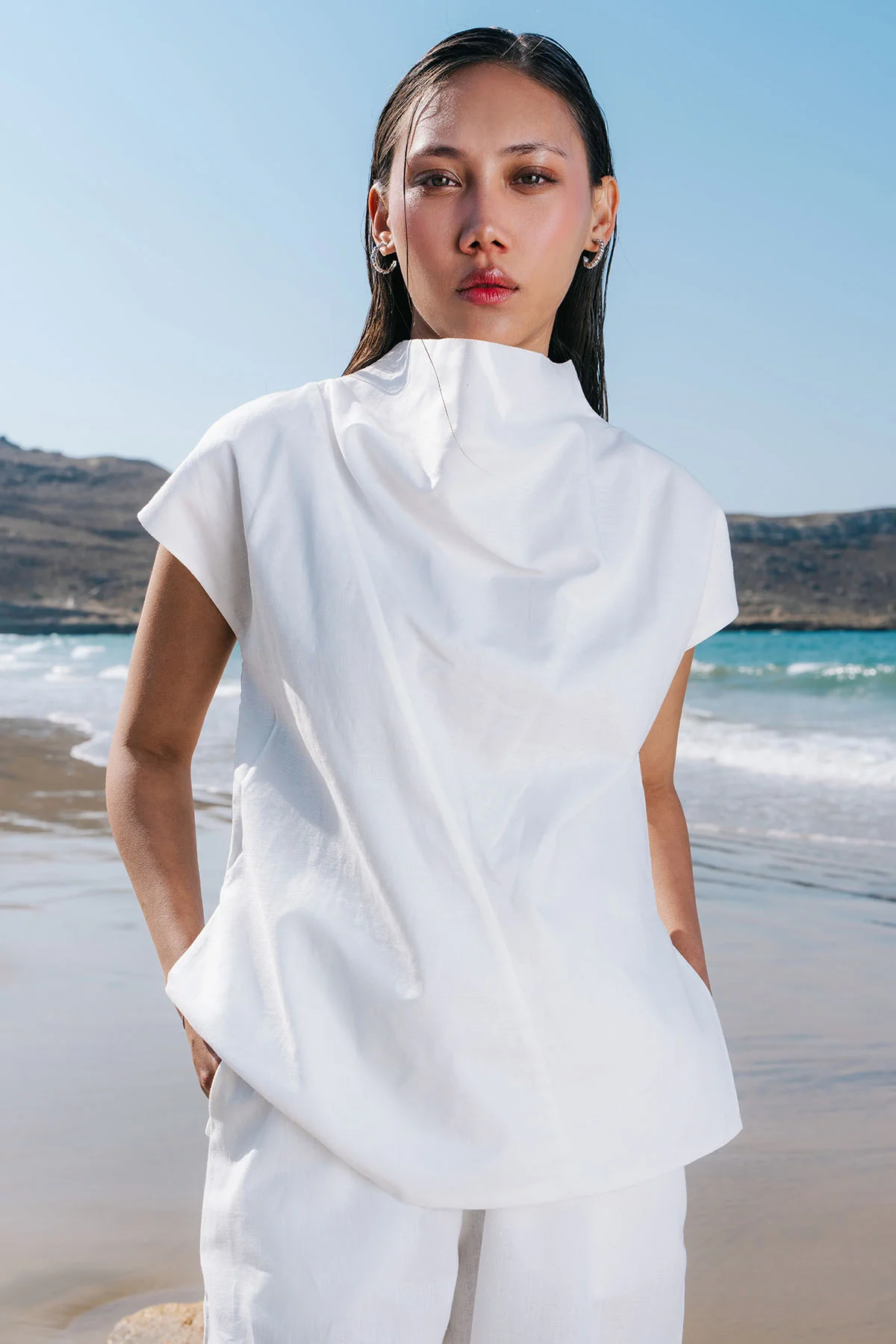 COWL NECK LINEN TOP - Image 3
