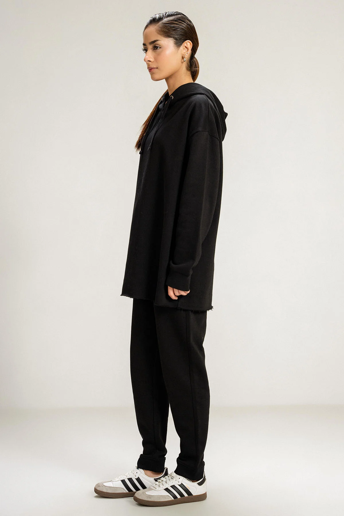 OVERSIZED LONG HOODIE - PIMA FLEECE - Image 4