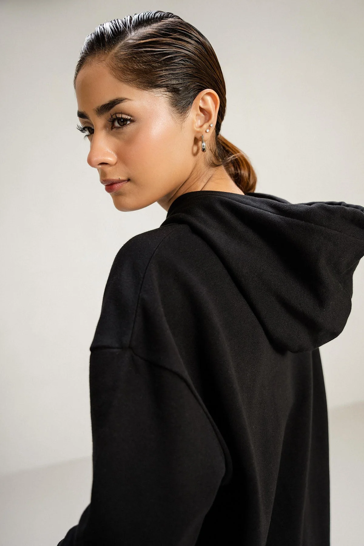 OVERSIZED LONG HOODIE - PIMA FLEECE - Image 5