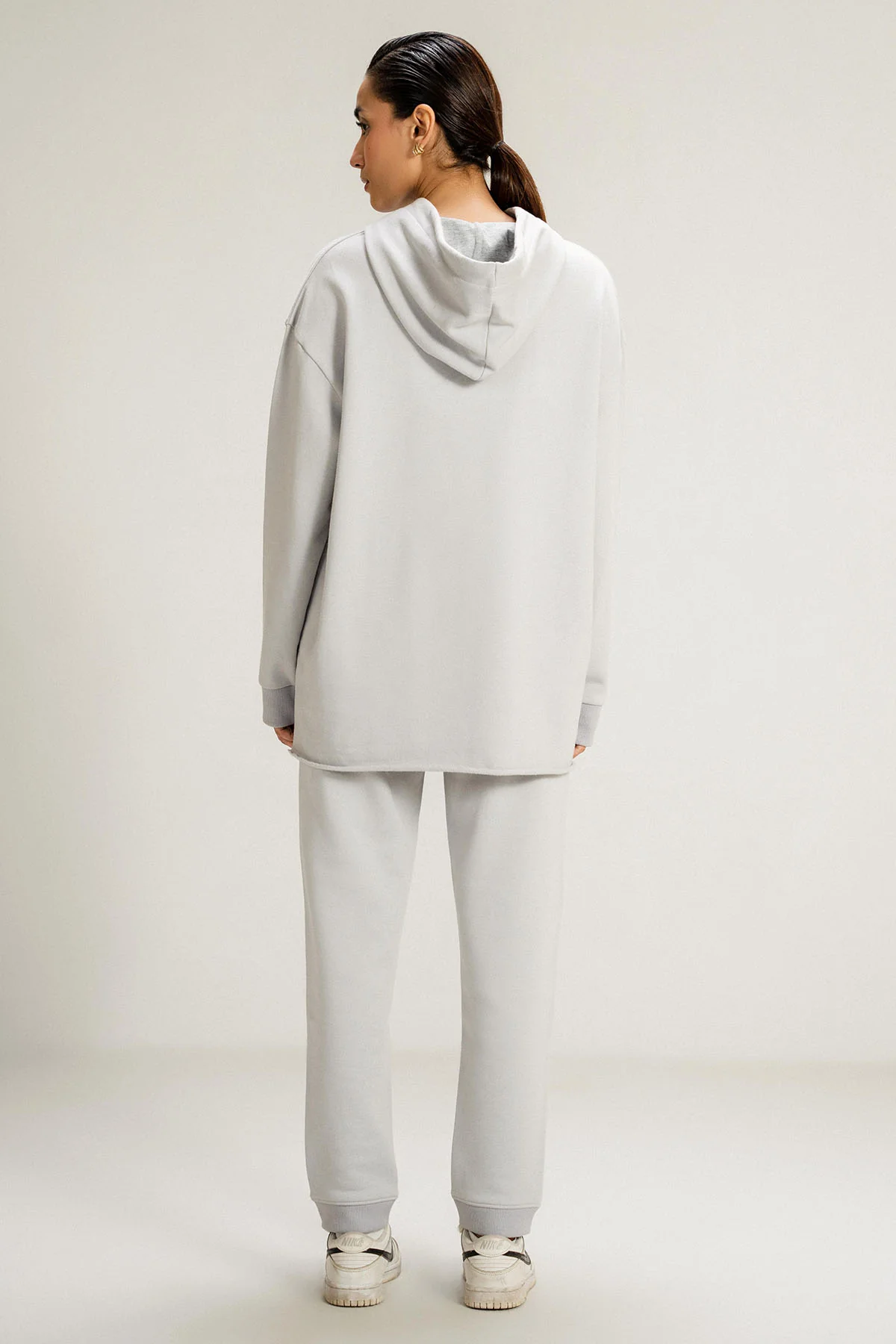 OVERSIZED LONG HOODIE - PIMA FLEECE - Image 4