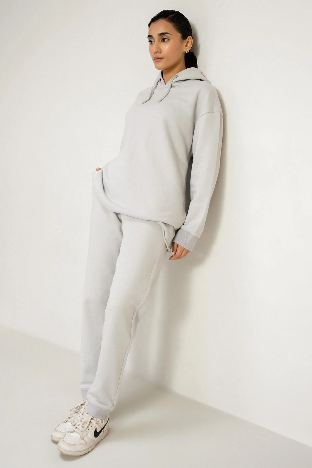 OVERSIZED LONG HOODIE - PIMA FLEECE - Image 6