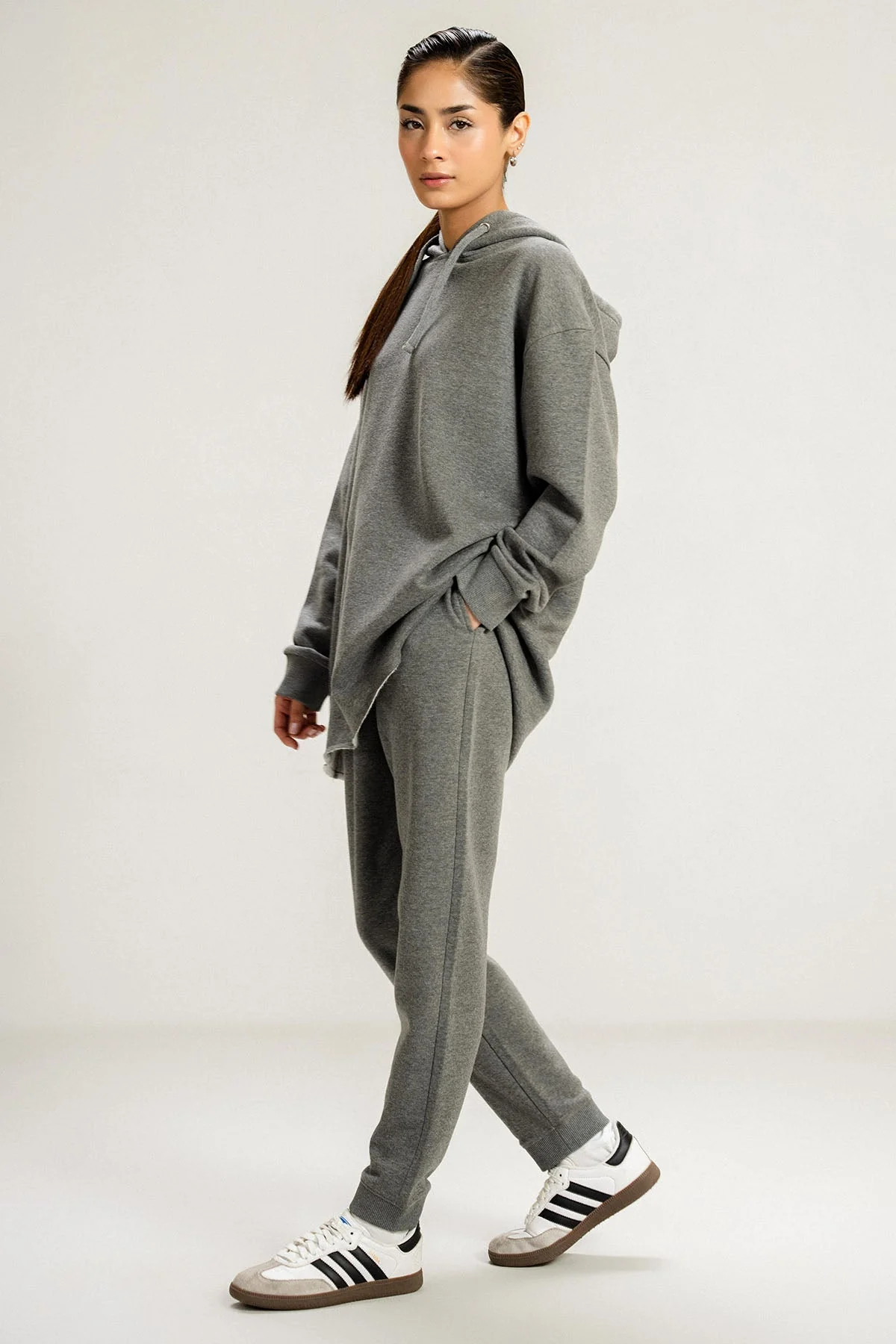 OVERSIZED LONG  HOODIE - PIMA FLEECE - Image 6