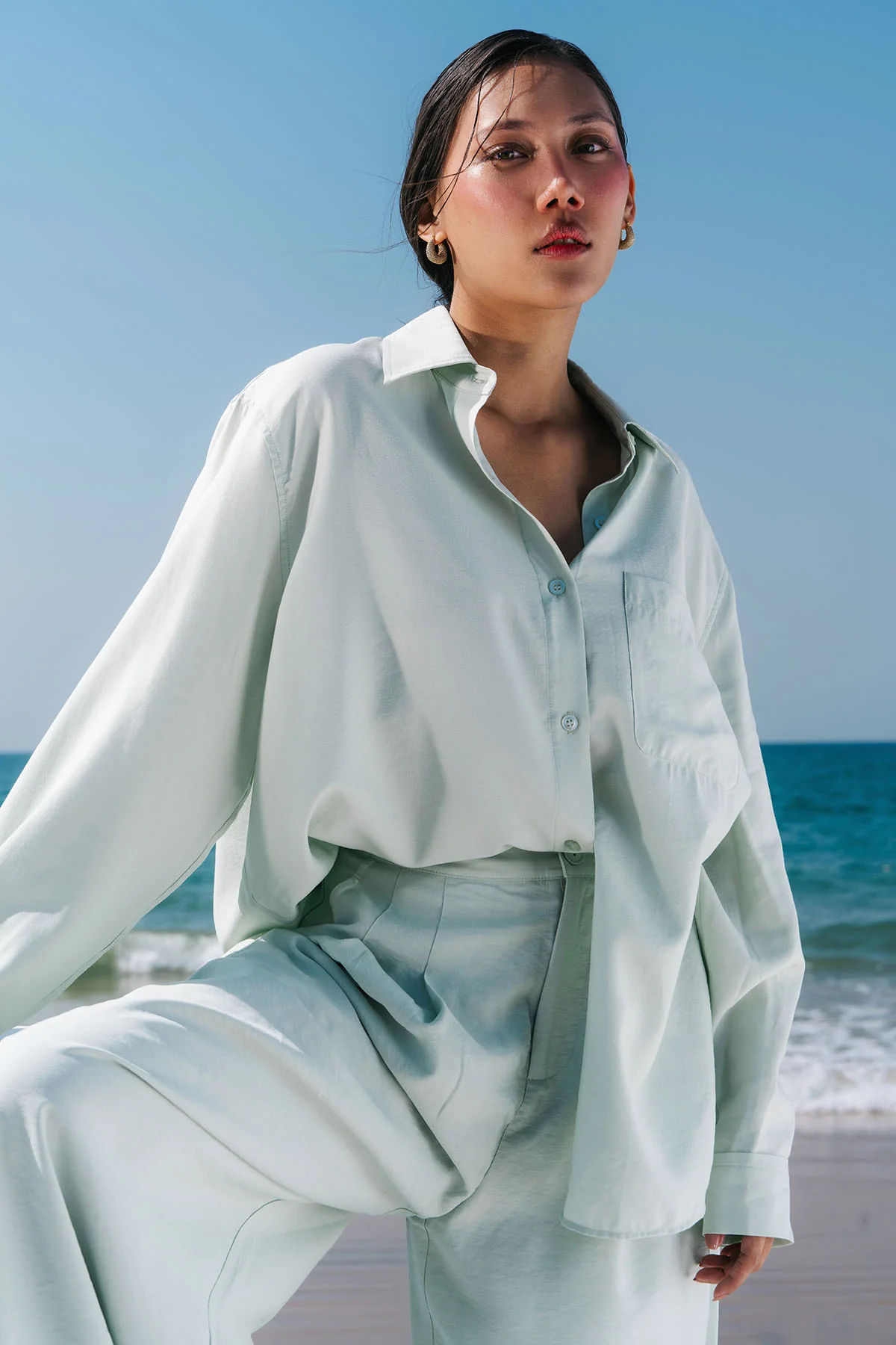 RELAXED FIT BUTTON DOWN SHIRT - WRINKLED - Image 4