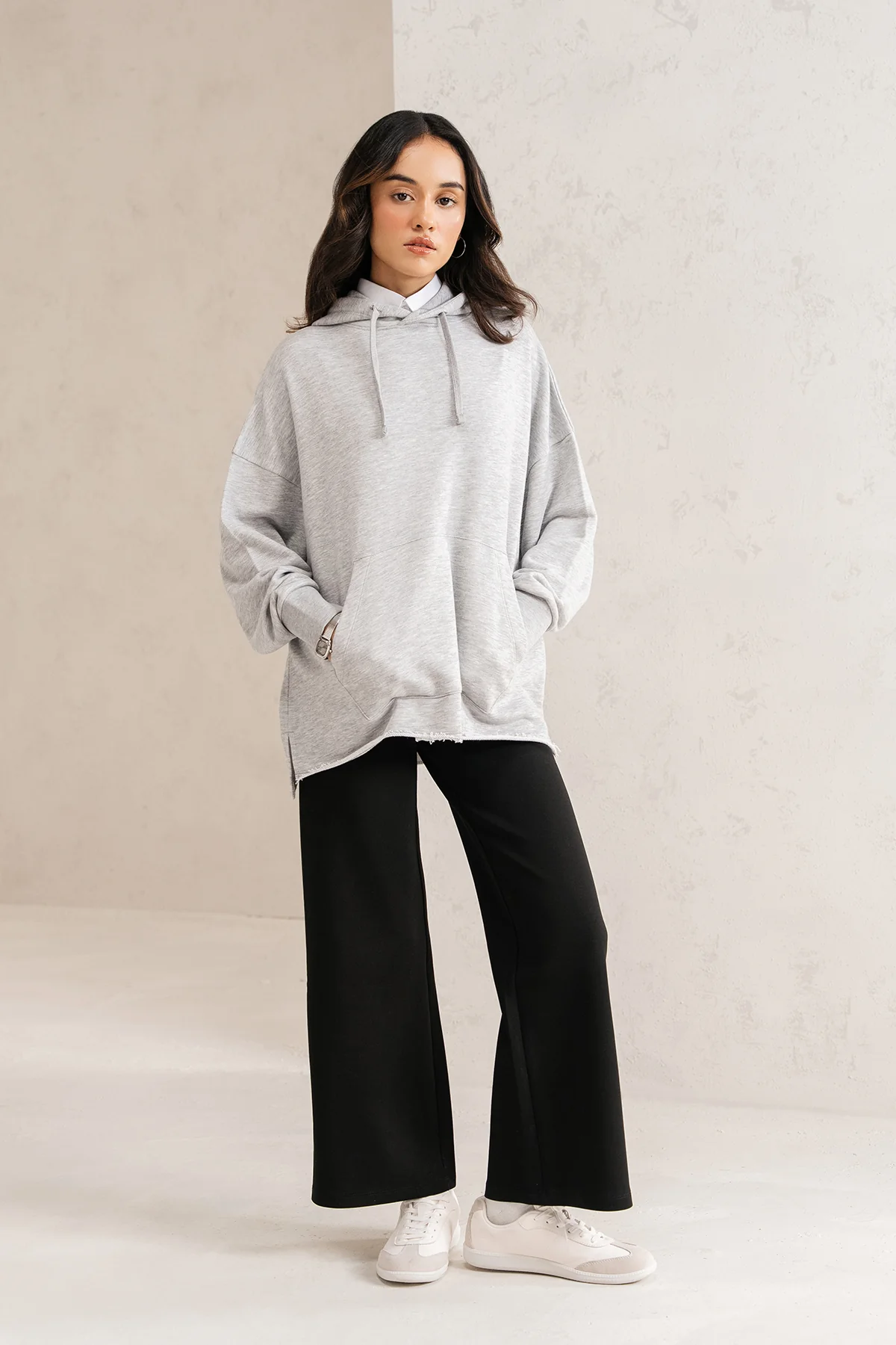 RELAXED LONG HOODIE-TERRY