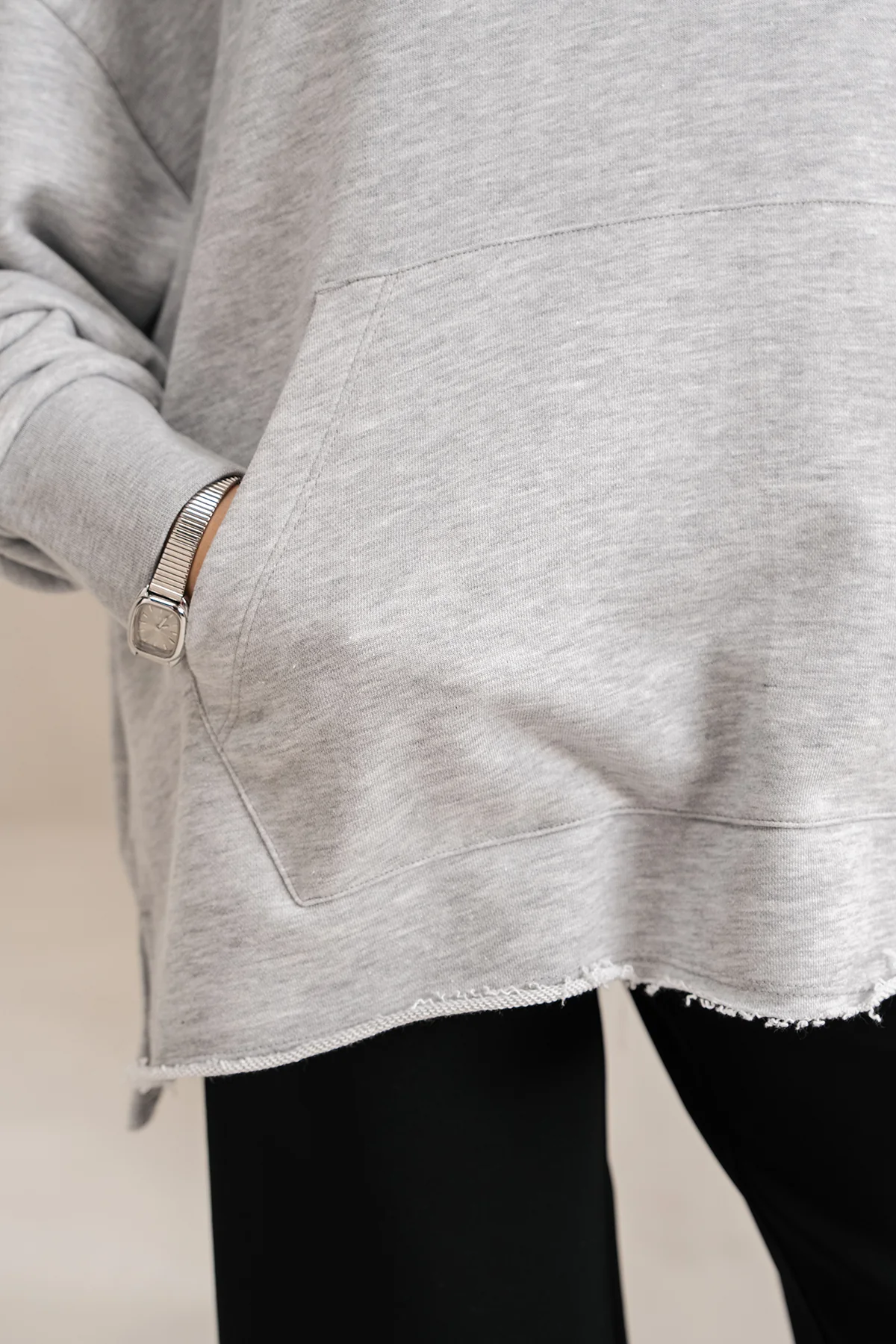 RELAXED LONG HOODIE-TERRY - Image 2