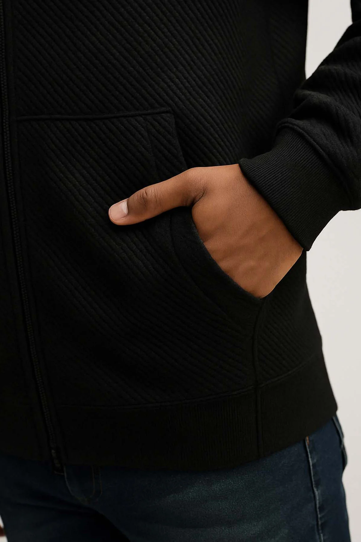 TEXTURED LUXE POCKET ZIP UP JACKET - Image 2