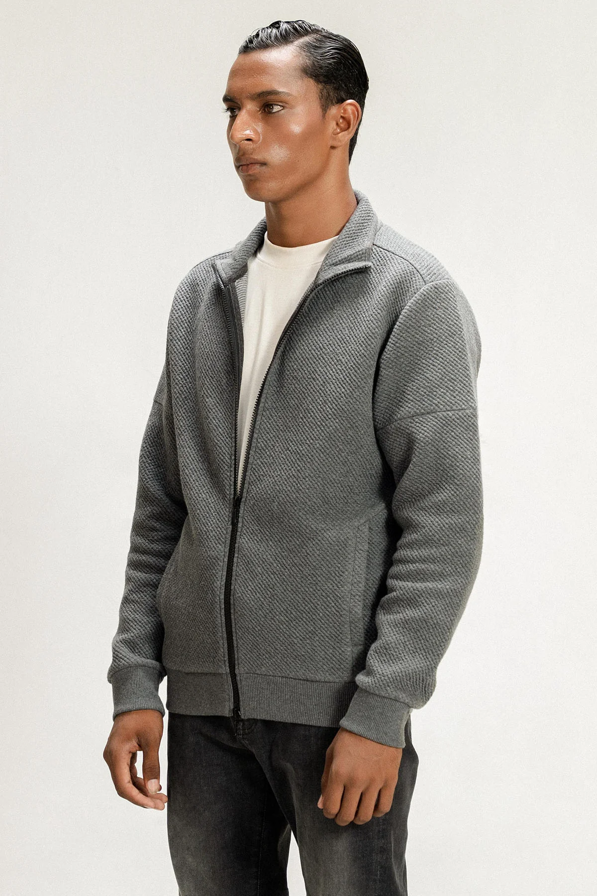 TEXTURED LUXE ZIP UP JACKET - Image 6