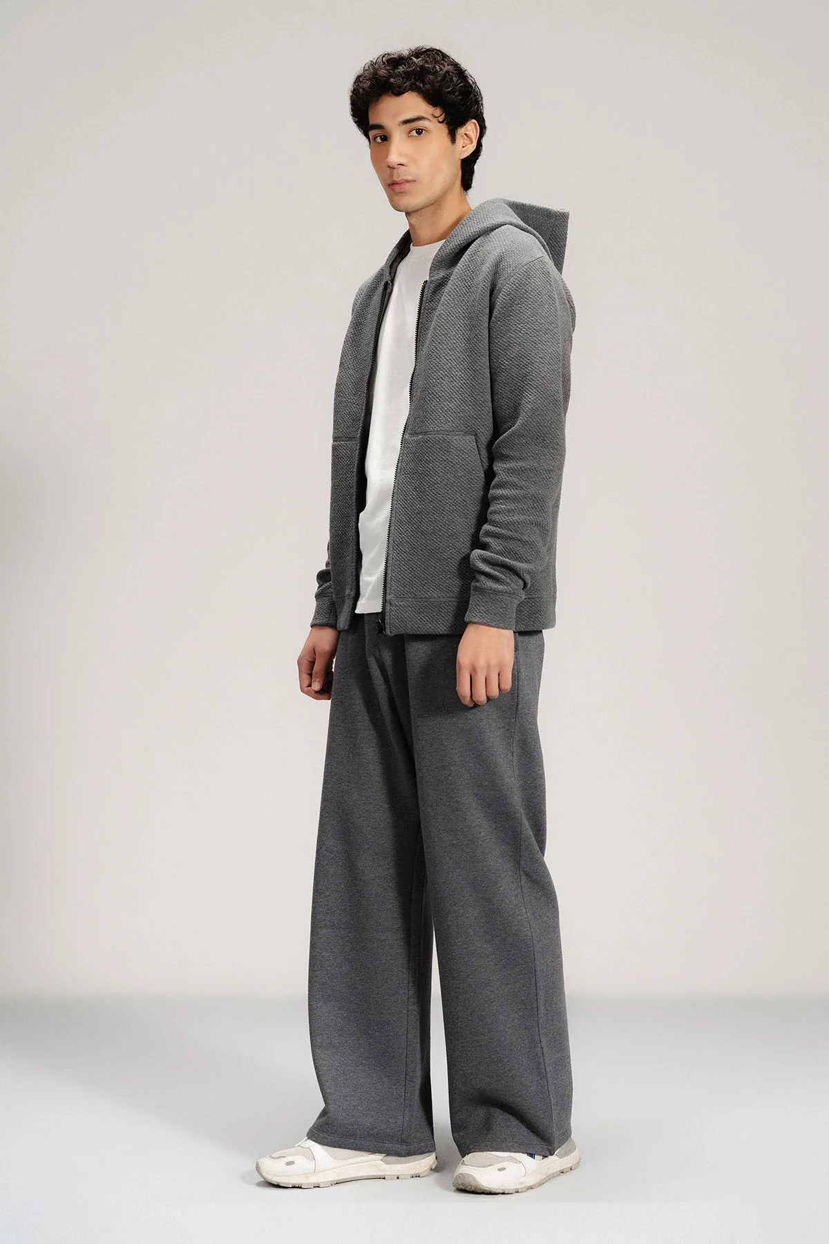 TEXTURED ZIP UP HOODIE - Image 5