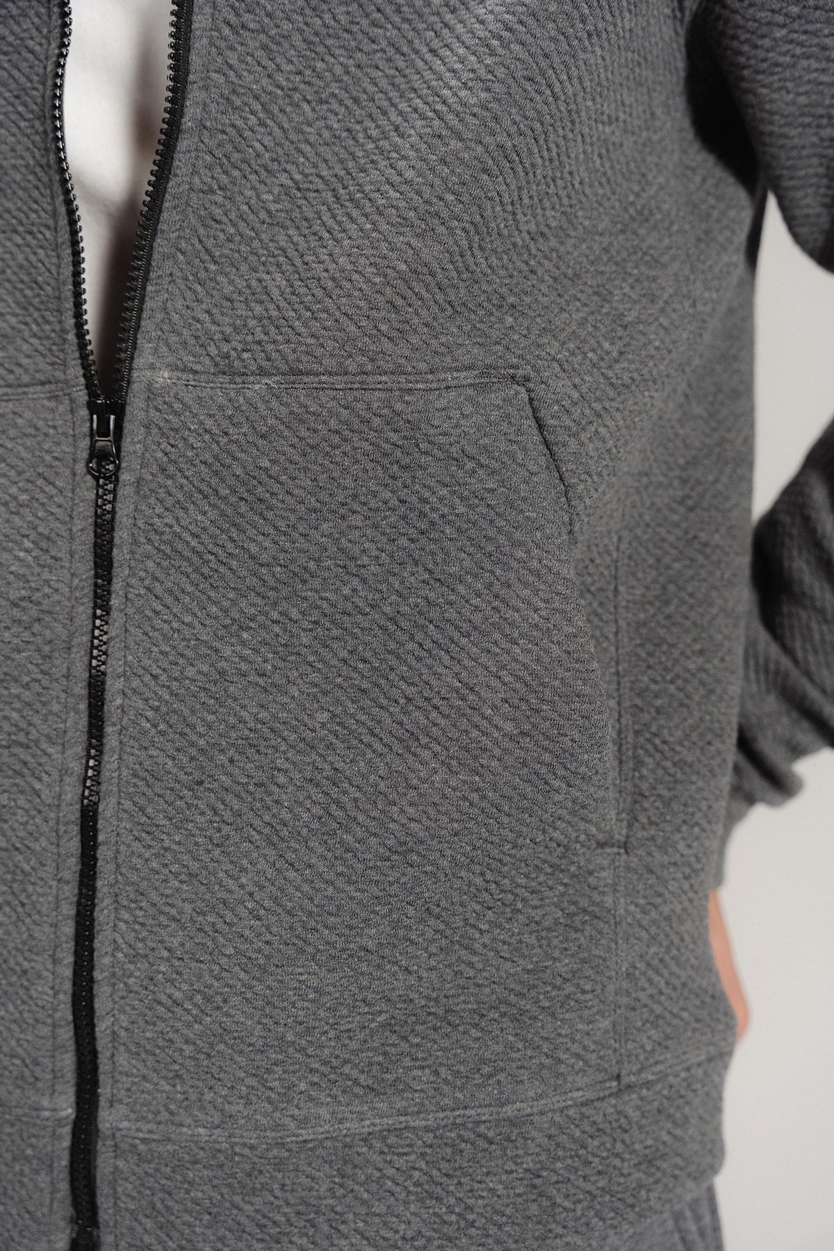 TEXTURED ZIP UP HOODIE - Image 7