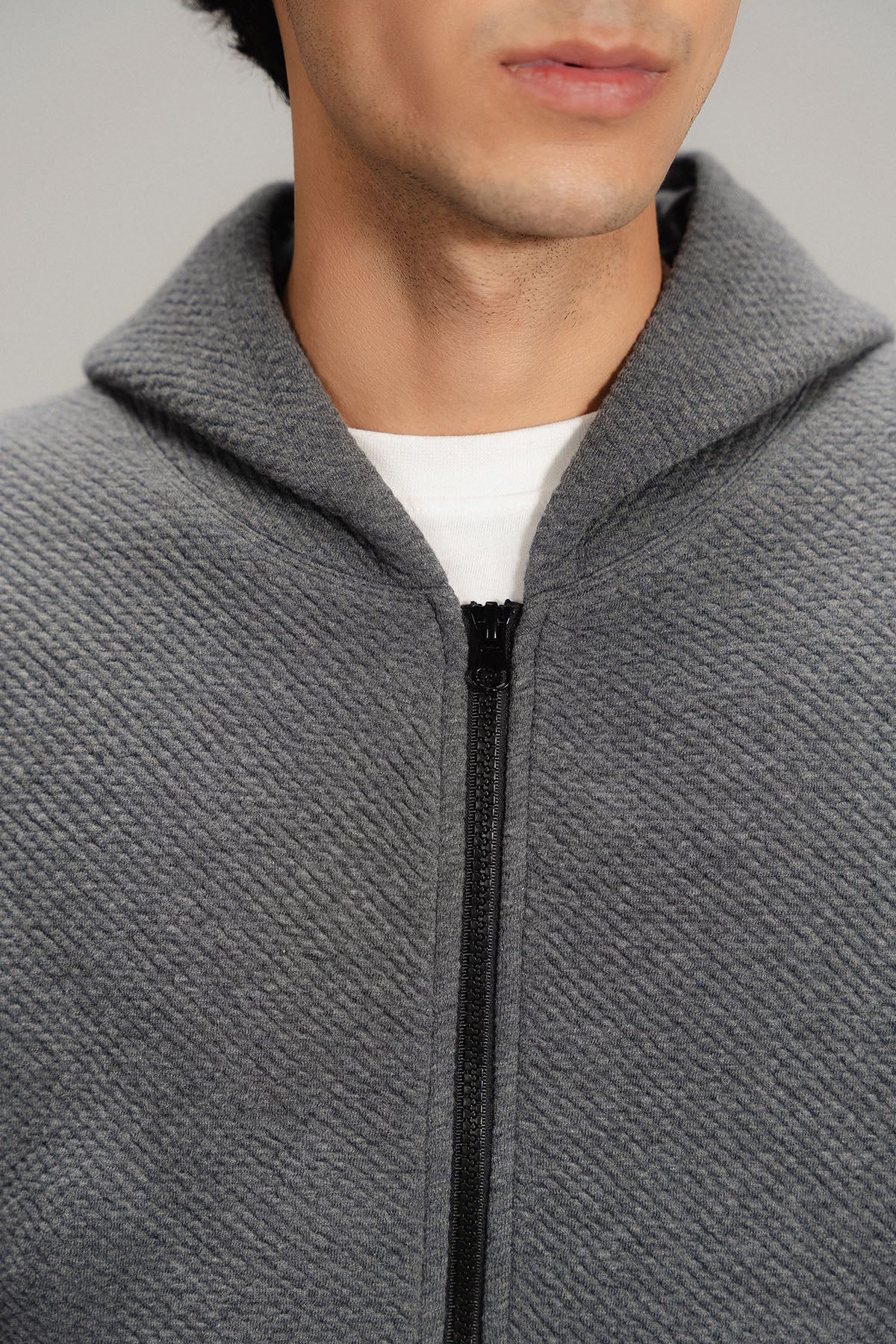 TEXTURED ZIP UP HOODIE - Image 8