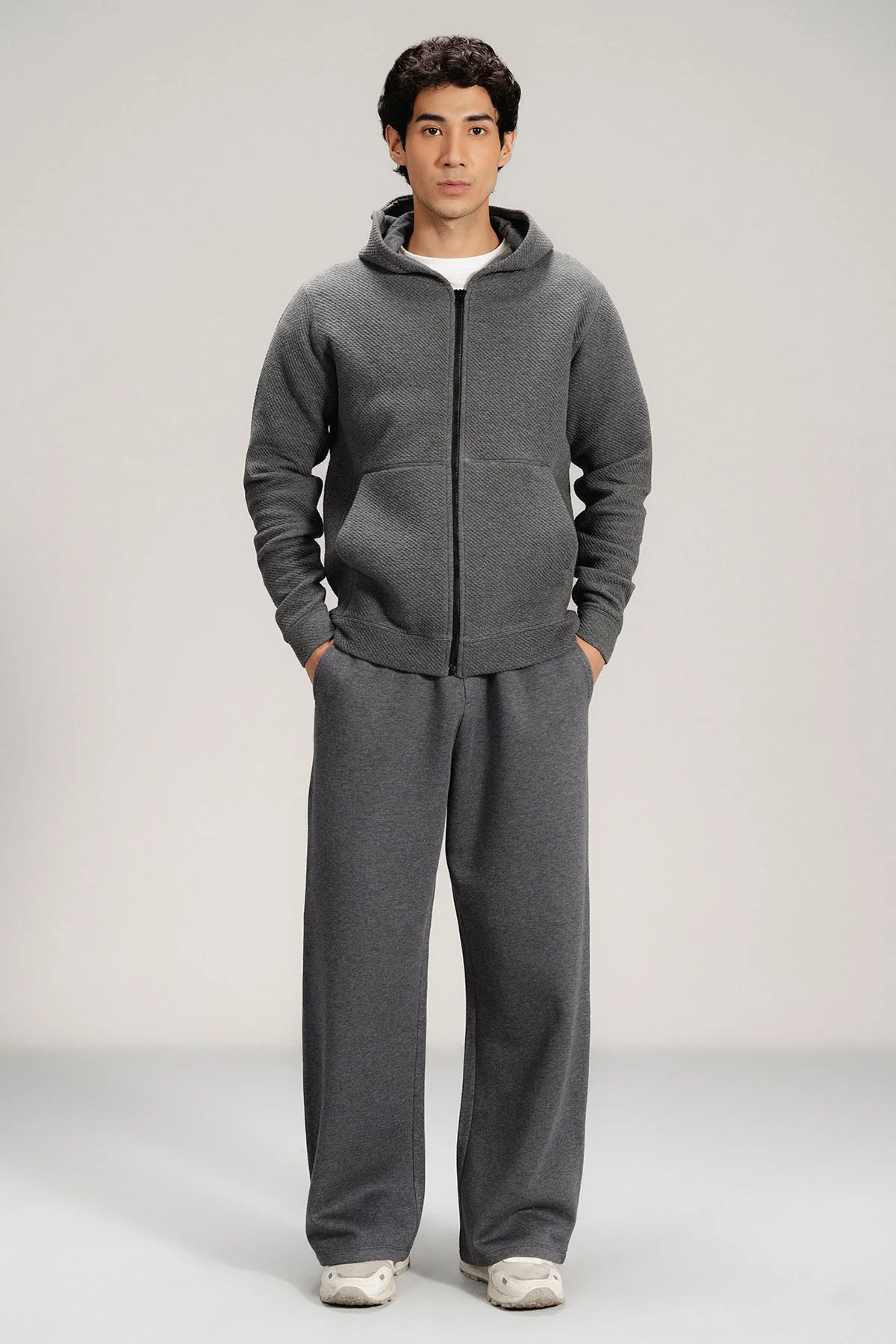 TEXTURED ZIP UP HOODIE - Image 9