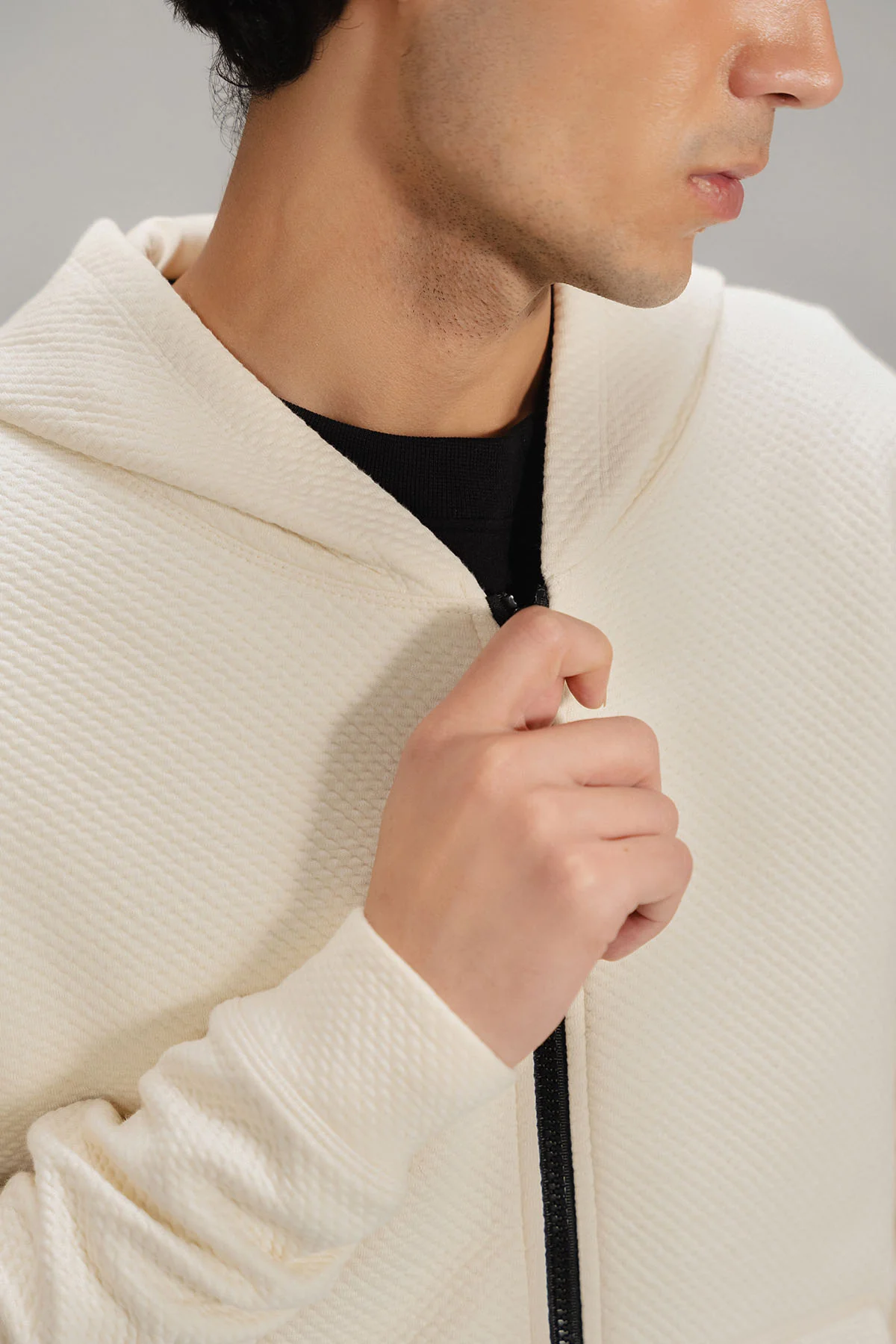 TEXTURED ZIP UP HOODIE - Image 7