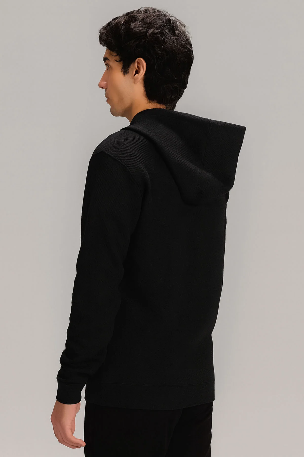 TEXTURED ZIP UP HOODIE - Image 4