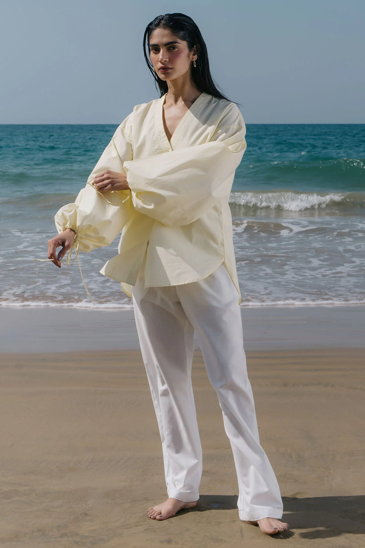 V-NECK POPLIN SHIRT - Image 5
