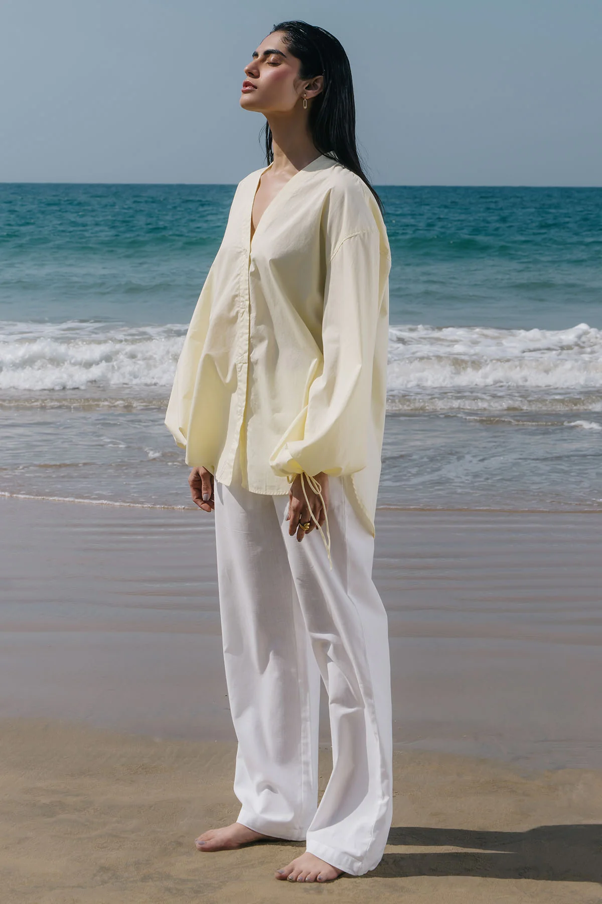 V-NECK POPLIN SHIRT - Image 6