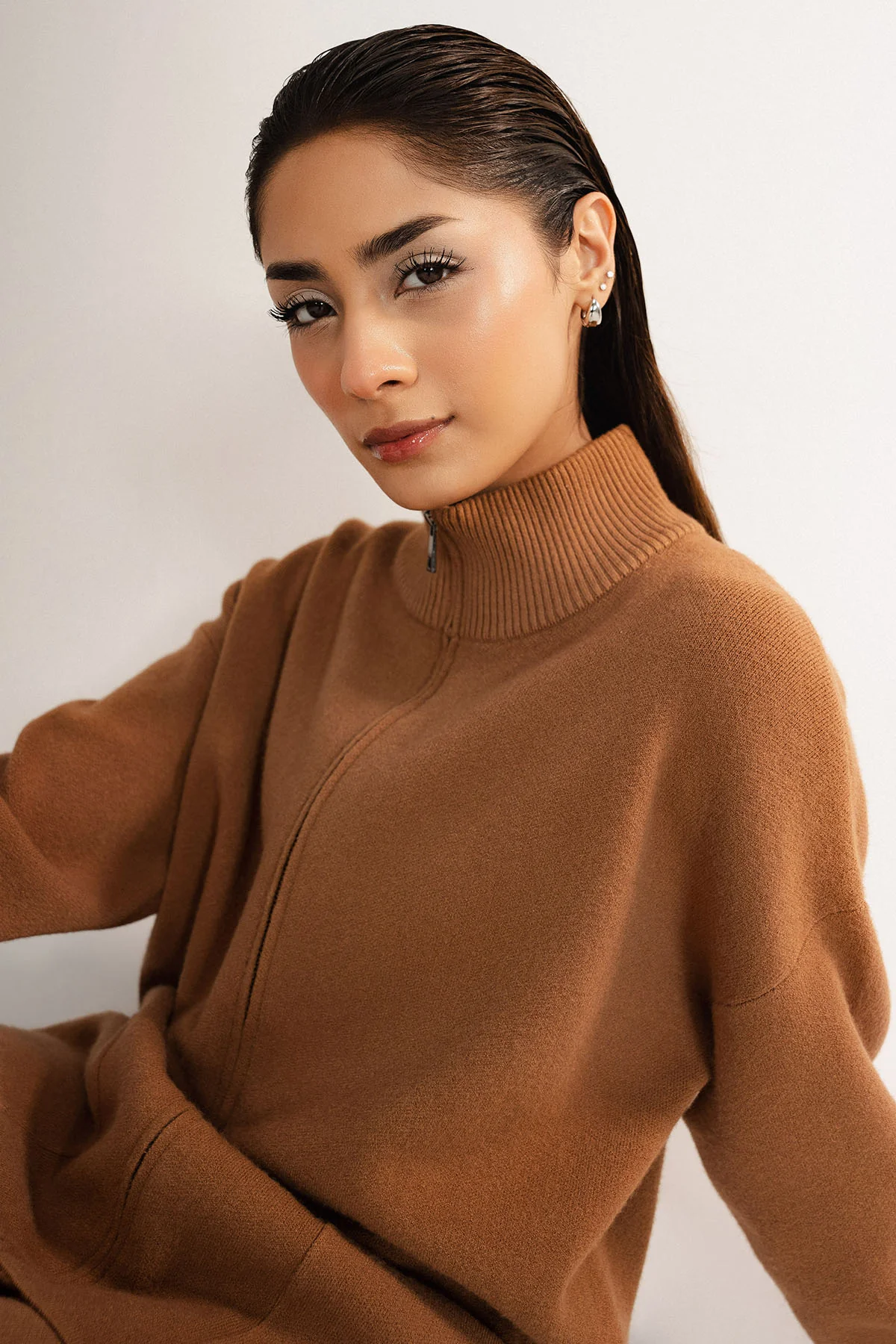 TAN ZIP CO-ORD SET - KNIT WEAR - Image 5